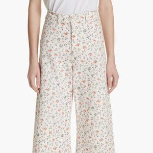 Rebecca Taylor Wide-Leg Cropped Floral Print Pants